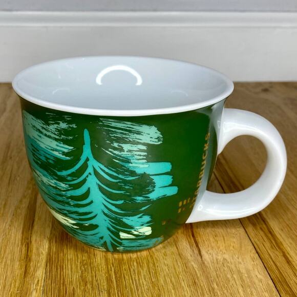 Starbucks Christmas Tree Mug Green 2014 Coffee Cup 14 oz Drinkware - Picture 2 of 11